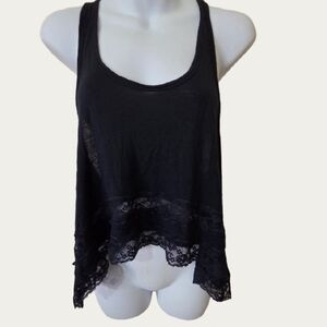 Hollister Black Lace-Hem Scoop Neck Tank
